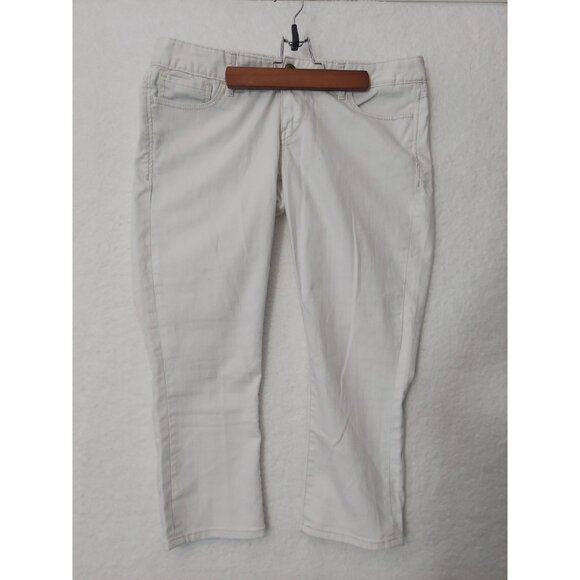 Express Pants - Express Crop Jean Legging Zelda Slim Fit Ultra Low Rise Royal White Beige 12